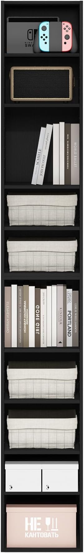 Furinno PASIR Book Shelf, 10-Tier Bookshelf, Bookcase with Open Shelf, 9.2 x 11.8 x 78.7, for Living Room, Bedroom, Home Offi