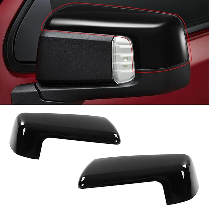Moonlinks Compatible with 2019-2025 Chevy Silverado 1500 GMC Sierra 1500 Side Mirror Cover,Glossy Black LH & RH Side Door Exterior Rearview Mirror Cap Trim for Silverado 1500(1 Pair）