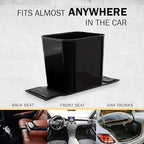 Car Trash Can for Vehicles Leakproof Compact Garbage Bin w/Stability Flap, Anti-Slip Base, Portable Trash Holder for Cars, Trucks, SUVs, Minivans (Black, Large)