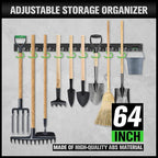 SWANLAKE Plastic 64 Inch Adjustable Storage System, Wall Mounted Hooks Tool Organizer, Garden Tool Hangers, Black