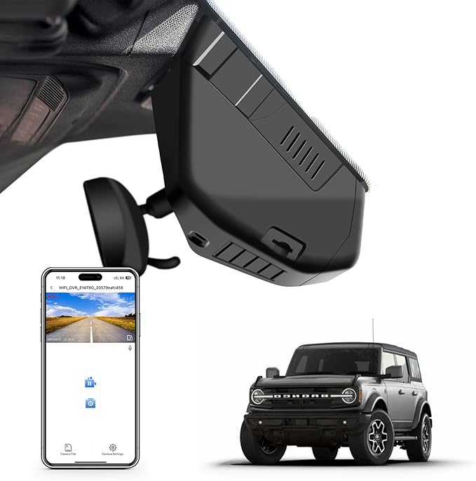 4K Dash Cam Fit for Ford Bronco 2021 2022 2023 2024 2026(Model A), Does Not Fit Ford Bronco Sport, WiFi & App, 64GB Card