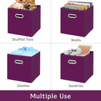 Fabric storage bins Cubes, Fabric Cube Organizer with Handle, Foldable Cube Bins for Cloth or Accessary Storage, 11x11x11, Se