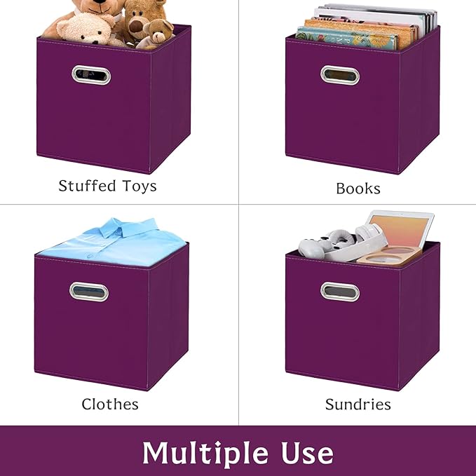 Fabric storage bins Cubes, Fabric Cube Organizer with Handle, Foldable Cube Bins for Cloth or Accessary Storage, 11x11x11, Se