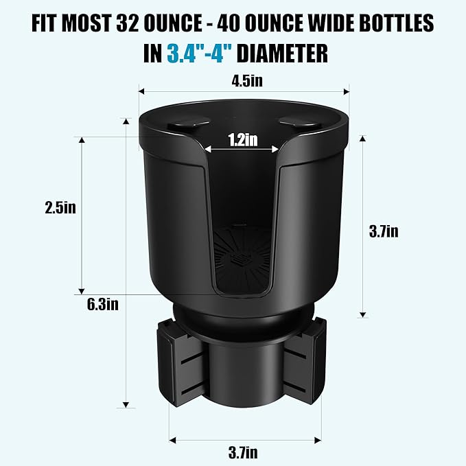 Seven Sparta Cup Holder Expander with Phone Holder & Cable Access, 3-in-1 Car Organizer, Side Storage Box for Phone/Cards, Co