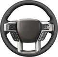 MEWANT Hand Stitch Black Smooth Artificial Leather Steering Wheel Cover for Ford F150 F250 F350 Expedition 2018-2021