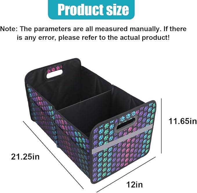 Car Trunk Organizer, Collapsible Multi-Compartment Auto Storage Box with 4 Pockets, Waterproof Oxford Fabric Car Trunk Container