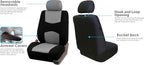 FH Group Car Seat Covers Flat Cloth Automotive Gray Full Set, Rear Solid Bench Universal Fit Combo Steering Wheel Cover & Seat Belt Pads Car Seat Protector for Cars Trucks SUV Interior Accessories