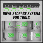 SWANLAKE Plastic 64 Inch Adjustable Storage System, Wall Mounted Hooks Tool Organizer, Garden Tool Hangers, Black