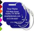 Custom Luggage Tags (3 or 6 Pack) - Personalized Unique Suitcase & Backpack Travel, Durable, Waterproof & Heavy Duty (Dark Bl