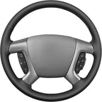 MEWANT Hand Stitch Steering Wheel Cover for Chevy Silverado 1500 2500 Suburban Black Real Leather Steering Wheel Wrap