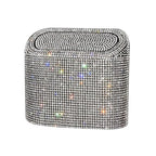 Sparkly Car Trash Car,Hanging Garbage Can with Lid Bling Rhinestone Trash Bin,Litter Container for Vehicle,Office,Home (White)