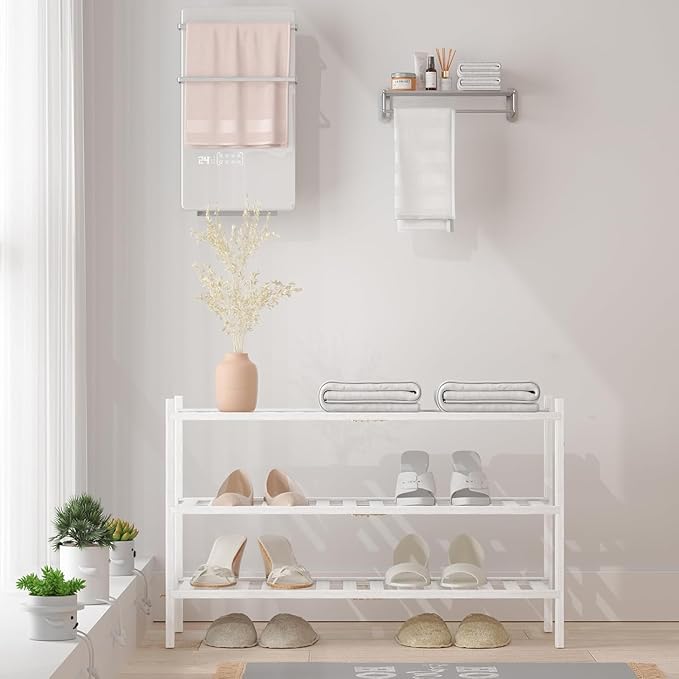RONGJlA 2 Tier Bamboo Shoe Rack for Closet Free Standing Wood Shoe Shelf Storage Organizer for Entryway Small Space Stackable