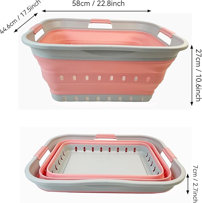 SAMMART 42L (11 gallon) Collapsible Plastic Laundry Basket - Foldable Pop Up Storage Container/Organizer - Space Saving Hampe