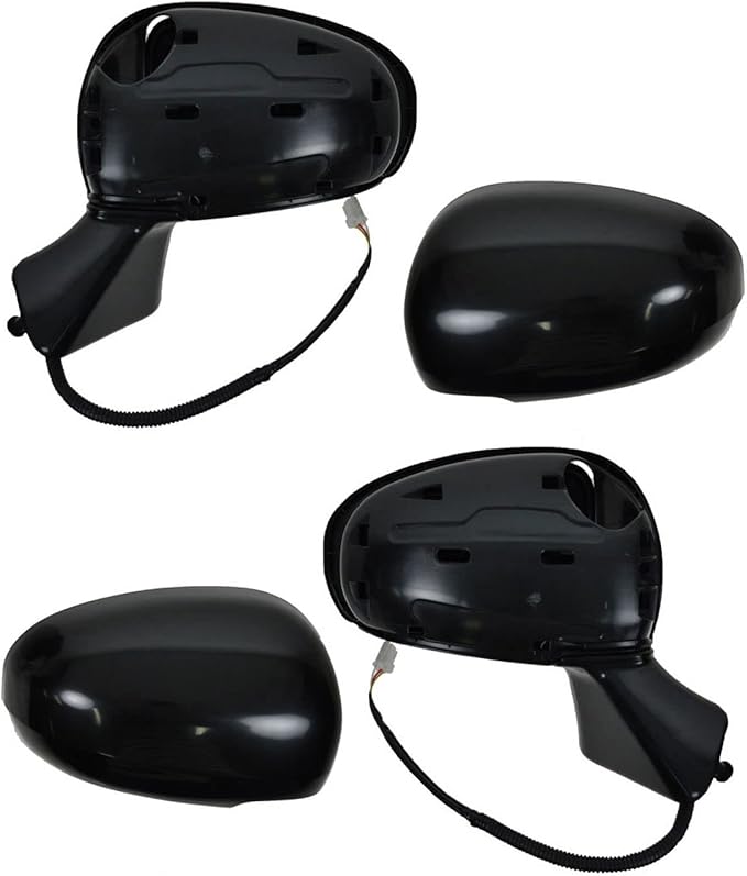 TRQ 2 Piece Driver and Passenger Side Mirror Assembly Set Electric Adjustment Non-Heated No Memory Black Compatible with 2009