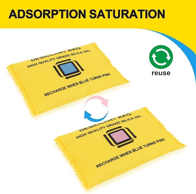 12 Packs Rechargeable Desiccant - GARGEN Moisture Absorber Reusable Silica Gel Packets, Color Changing Desiccant for