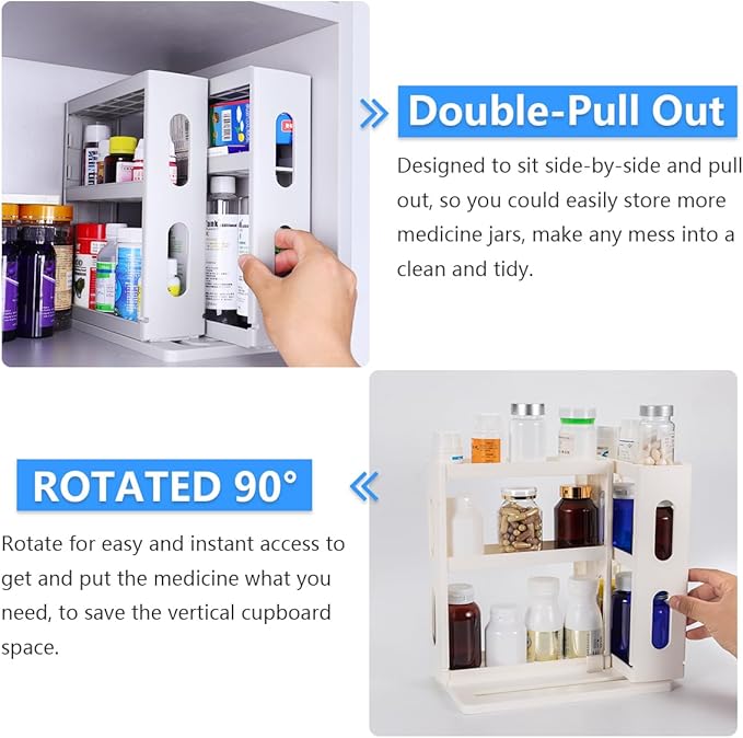Dutiplus Medicine Organizer 3-Tier Shelves Cabinet Storage Rack Organizer for Holding Vitamins, Supplements, Cosmetics 10.82"
