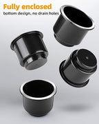JoyTutus Cup Holder Insert 4pcs for RV Boat Car Couch Golf Cart, Elegant Chrome, Large Plastic Universal Drop in Cup Holder f