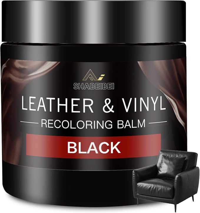 Leather Recoloring Balm and Leather Repair Kit for Furniture, Black Leather Restorer for Couches, Furniture, Car Seats, Leath