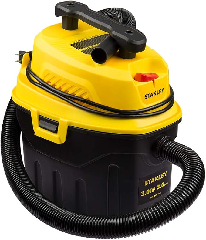 STANLEY 3 Gallon Wet Dry Vacuum, 3 Peak HP Poly 2 in 1 Shop Vac with Powerful Suction, Portable Shop Vacuum Car Vacuum W/ 3 H