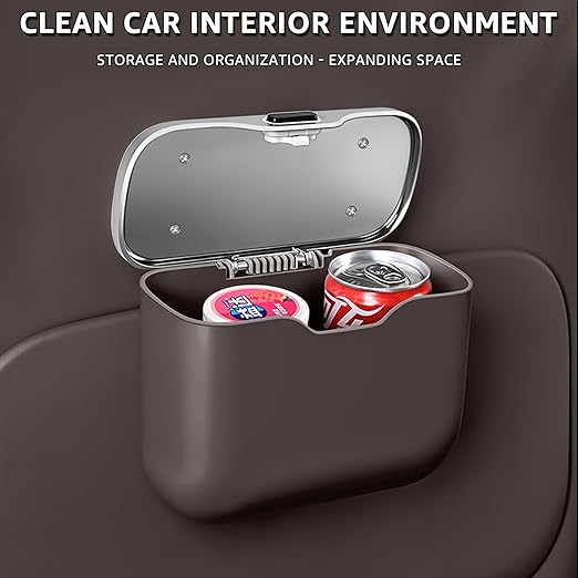 HOLDCY Car Trash Can, Waterproof Multi‑Functional Auto Trash Bin for Door/Console/Seat Back, Universal Vehicle Garbage Can for Car/Truck/SUV Drivers (Brown)
