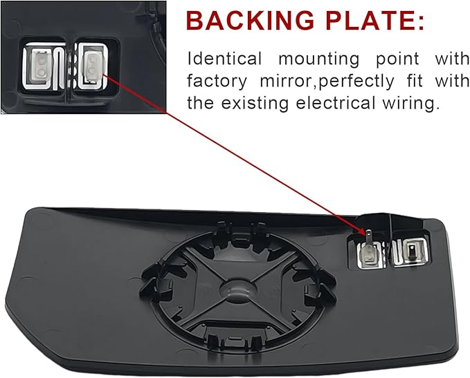 Driver Side Mirror Replacement for Toyota Tundra 2022 2023, Left Lower Exterior Side Rearview Mirrors Glass, with Backing Plate, Power Heated