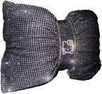 Fashion Car Ultra Bling Steering Wheel Cover with Sparkly Diamond Rhinestones, Gorgeous Accessory with Anti Slip Lining Extra Bling Especially Shiny Cat Exotic Universal (Headrest Black Cat Silver)