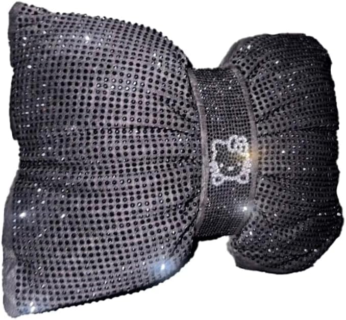 Fashion Car Ultra Bling Steering Wheel Cover with Sparkly Diamond Rhinestones, Gorgeous Accessory with Anti Slip Lining Extra Bling Especially Shiny Cat Exotic Universal (Headrest Black Cat Silver)