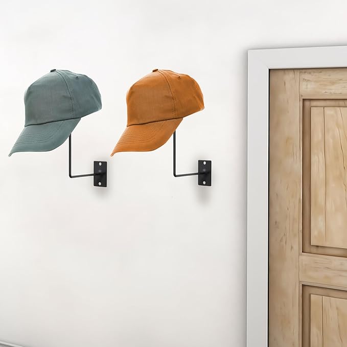 TiciKim Pack of 4 Metal Hat Holder Wall Mounted Cowboy Hat Rack Hat Hanger for Wall Display, Cowboy Hat Holder Organizer Mult
