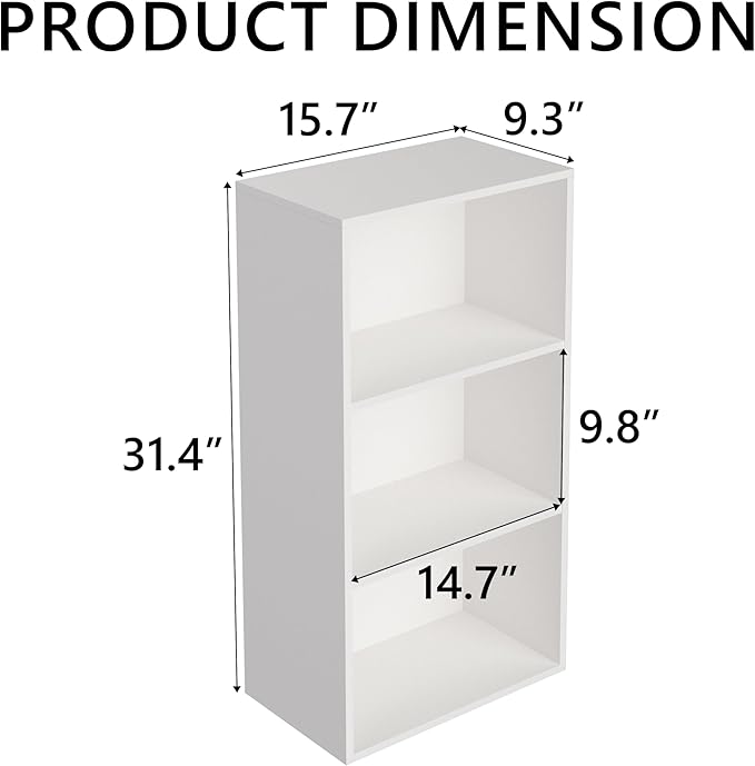 Wooden 3 Cube Storage Organizer, 3 Tier Low Bookcase Freestanding Storage Display Organizer,Versatile Cubes Shelf and Cubby U