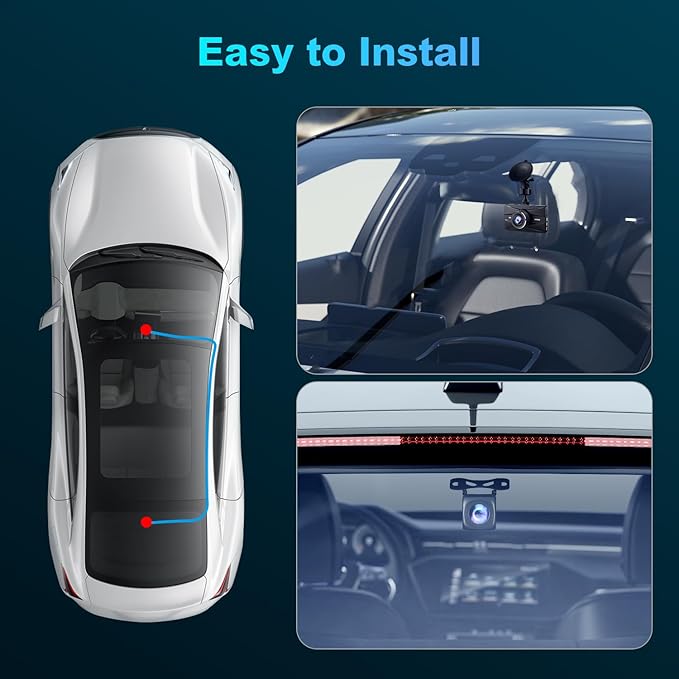 Dash Cam Front and Rear with 64GB SD Card, 4K Dash Camera for Cars with APP, 5G WiFi Car Camera, Built-in G-Sensor, 170° Wide