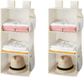 MAX Houser 3-Shelf Hanging Closet Organizers, Collapsible Closet Hanging Shelves for Camper, Nursery Hanging Organizers, Beig