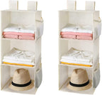 MAX Houser 3-Shelf Hanging Closet Organizers, Collapsible Closet Hanging Shelves for Camper, Nursery Hanging Organizers, Beig