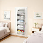 Over The Door Storage Organizer with 5 Extra Large Pockets & Side Mesh Pouches, Hanging Closet Door Organizer for Bedroom, Ba