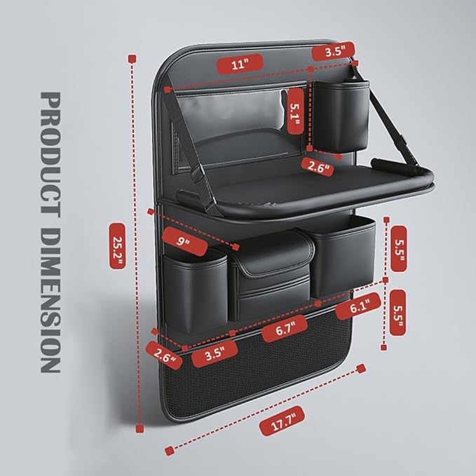 2 Pack Leather Car Backseat Organizer with Foldable Table Tray, Car Storage Organizer with Tablet Holder, Car Seat Back Protectors Kick MatsTravel Accessories