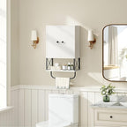 MAHANCRIS Bathroom Wall Cabinet with 2 Door and Adjustable Shelf, Farmhouse Medicine Cabinet with Towel Rack, 3-Tier Wall Mou
