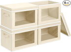 Homsorout Storage Bins with Lids - Fabric Closet Storage Bins with Window, Collapsible Baskets for Shelves 4 Pack, Home Decor
