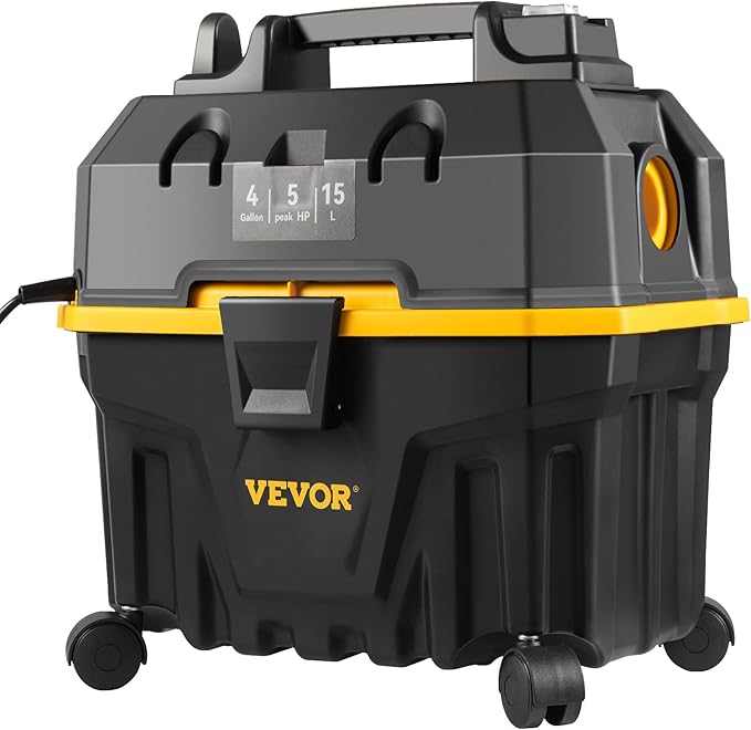 VEVOR 4 Gallon 5.0 Peak HP Wet and Dry Shop Vac， Portable Shop Vacuum and Blower 3-in-1 with Filter, Hose and Attachments for