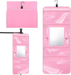 Hanging Toiletry Bag with Mirror for Men Women Travel Kit Large Foldable Beauty Dance Makeup Bag Organizer Storage Waterproof