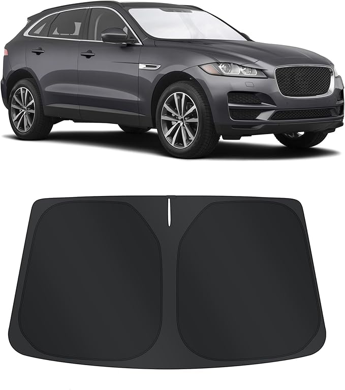TINGLU Sun Shade for Jaguar F-Pace F Pace 2016-2025 2026 Accessories Windshield Sun Shade Window Shade UV Rays Protection Sun Visor Cover with Steering Wheel Sunshade Storage Bag