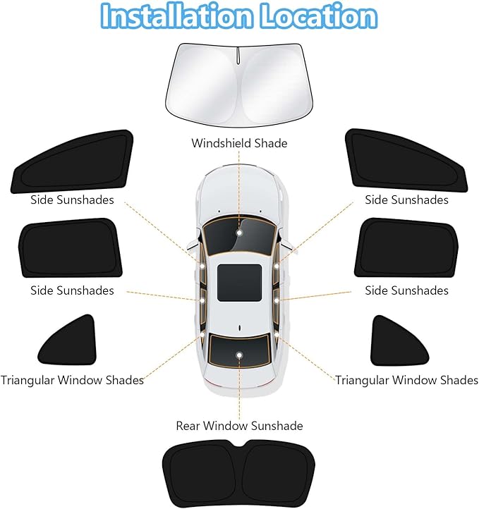 KUST Car Window Shades for Honda CRV 2017-2022 CR-V Accessories Windshield Sun Shade Side Rear Window Covers Sunshade Privacy Protection for Camping Blackout UV Block Full Set 8PCS