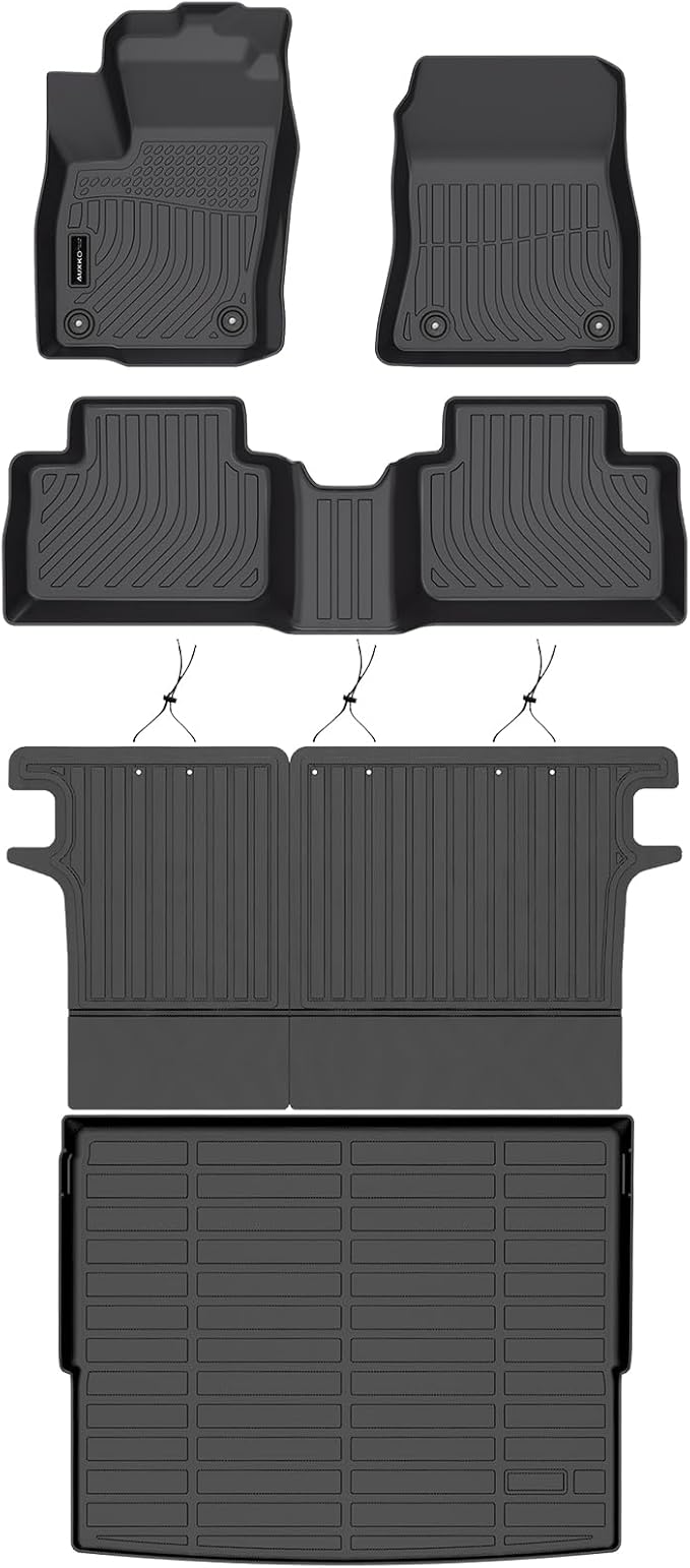 Auxko All Weather Floor Mats Cargo Mat with Backrest Mat Fit for Nissan Kicks 2026 2025 TPE Liners Accessories Odorless Floor Mats Cargo Mat with Back Seat Protector Black