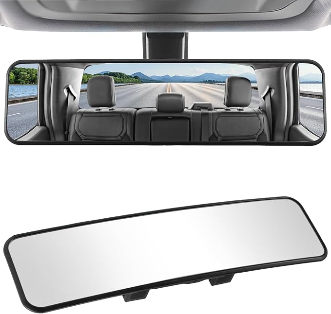 LivTee Rear View Mirror, Universal 11.3'' (287mm), Wide Angle Panoramic Convex Rearview Mirror, Clip-on to Original to Eliminate Blind Spot for Cars SUV Trucks