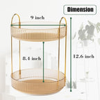Rotating Makeup Organizer Countertop 2 Tier Lazy Susan Trays Clear Skincare Perfume Storage for Bathroom Counter Vanity, Ambe