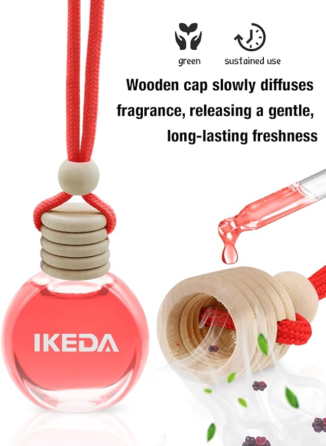 Ikeda Car Air Freshener: Hanging Car Smell Air Freshener | 10ml Hanging Car Perfume | Long Lasting Fragrance | Strong Scents 