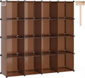 C&AHOME 16-Cube Storage Organizer, Plastic Shelves Units, DIY Closet Organizer, Modular Shelves Ideal for Home, Bedroom, 48.4