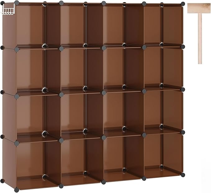 C&AHOME 16-Cube Storage Organizer, Plastic Shelves Units, DIY Closet Organizer, Modular Shelves Ideal for Home, Bedroom, 48.4