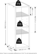 Furinno Fulda Book Shelf, 2-Tier Narrow Bookshelf, Bookcase with 8-in Width Storage Shelf, 9.3 x 7.9 x 21.2, for Living Room,