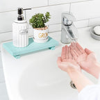 zoocatia Small Wood Tray Pedestal Stand Farmhouse Bathroom Decor Decorative Wooden Riser Kitchen Soap Dish Holder for Vanity,