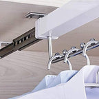 Heavy Duty Pull Out Closet Clothes Rod - Coat Hanger With Ball Sliding Rail, Adjustable Extendable Clothes Rail, Extendable W