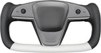 MEWANT Hand Stitched White Leather Steering Wheel Cover Wrap for Tesla Model S 2021-2023 / Model X 2021-2023 Steering Wheel Accessories